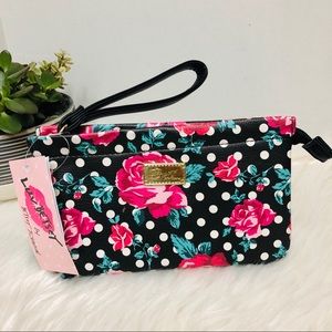 Luv Betsey Johnson PolkaDot/Roses Wristlet LBPouch